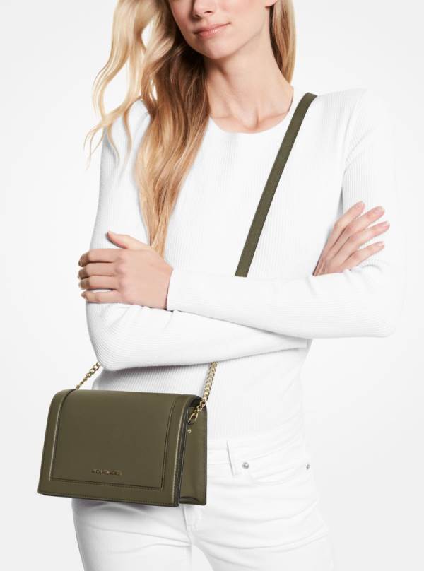 Damske Crossbody Kabelka Michael Kors Jet Set Large Saffiano Leather Olivovo Zelená - Kabelky Michael Kors Levně | BAOGY-6203
